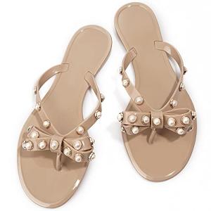 TYFLOVE Studded Jelly Thong Sandals for Women