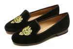 Velvet Embroidered Loafer Flats for Women