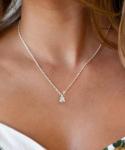 Silver Teardrop Necklace with Cubic Zirconia Charm