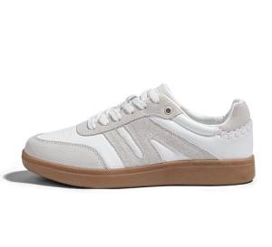 Lucky Step Retro Leather Fashion Sneakers - White/Grey