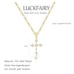 Dainty 14K Gold Plated Cross Necklace for Women