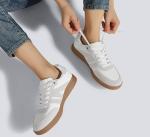 Lucky Step Retro Leather Fashion Sneakers - White/Grey