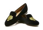Velvet Embroidered Loafer Flats for Women