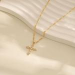 Dainty 14K Gold Plated Cross Necklace for Women