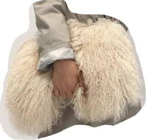 Big Fluffy Mongolian Lamb Fur Handbag with Chain