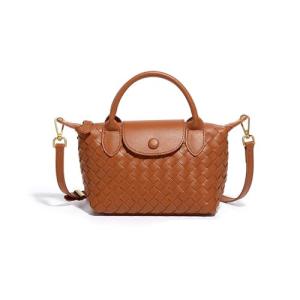 Mini Braided Leather Women's Handbag for Travel
