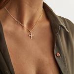 Dainty 14K Gold Plated Cross Necklace for Women