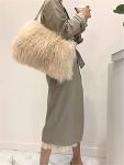 Big Fluffy Mongolian Lamb Fur Handbag with Chain