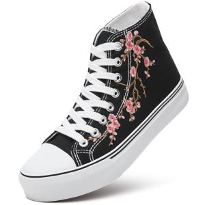 ZGR Women's Black High Top Canvas Sneakers