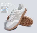 Lucky Step Retro Leather Fashion Sneakers - White/Grey