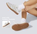 Lucky Step Retro Leather Fashion Sneakers - White/Grey