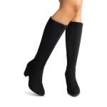 DREAM PAIRS Black Knee High Chunky Heel Boots