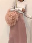 Big Fluffy Mongolian Lamb Fur Handbag with Chain