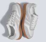 Lucky Step Retro Leather Fashion Sneakers - White/Grey