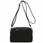 FashionPuzzle Small Black Triple Zip Crossbody Bag