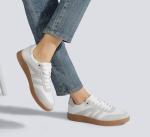 Lucky Step Retro Leather Fashion Sneakers - White/Grey