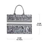 Luxury Black Tote Bag with Retro Embroidery