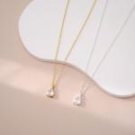 Silver Teardrop Necklace with Cubic Zirconia Charm