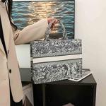 Luxury Black Tote Bag with Retro Embroidery