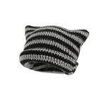 Vintage Cat Beanie Hat for Women in Black