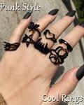 Gothic Black Snake Claw Vintage Ring Set