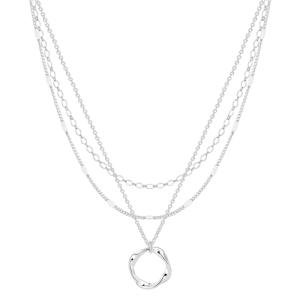 Layered Silver Choker Necklace Set for Women