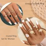 70 Pcs Vintage Crystal Knuckle Ring Set