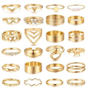 25 Pcs Gold Stackable Knuckle Ring Set