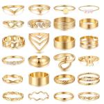 25 Pcs Gold Stackable Knuckle Ring Set