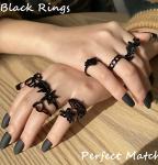 Gothic Black Snake Claw Vintage Ring Set
