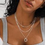 Layered Silver Choker Necklace Set for Women