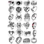 KISS WIFE Vintage Silver Punk Ring Set