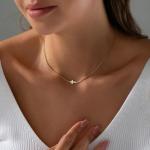 14K Gold Plated Sideways Cross Choker Necklace