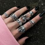 KISS WIFE Vintage Silver Punk Ring Set