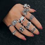 KISS WIFE Vintage Silver Punk Ring Set