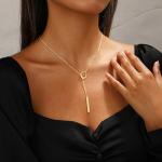 Dainty 14k Gold Plated Lariat Necklace for Women