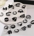 Gothic Black Snake Claw Vintage Ring Set