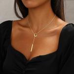 Dainty 14k Gold Plated Lariat Necklace for Women