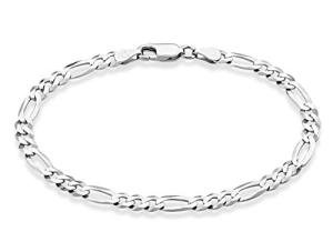 Miabella 5mm Diamond-Cut Figaro Chain Bracelet