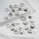 KISS WIFE Vintage Silver Punk Ring Set