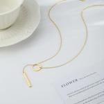 Dainty 14k Gold Plated Lariat Necklace for Women