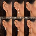 Gold Stud Earrings Set: 84 Pairs for Women
