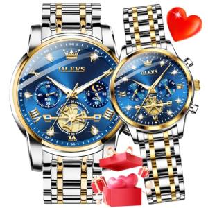 OLEVS His and Hers Matching Diamond Watches Set