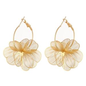 Gold Floral Hoop Earrings for Women