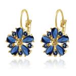 Vintage 14K Gold Plated Floral Sapphire Earrings