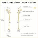 Trendy Pearl Drop Earrings with Gold Flower Design