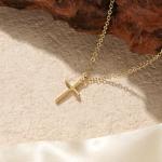 Dainty 14K Gold Cross Necklace for Women
