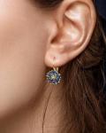 Vintage 14K Gold Plated Floral Sapphire Earrings