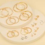 Gold Stud Earrings Set: 84 Pairs for Women