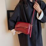 Crocodile Red Small Shoulder Bag with Straps